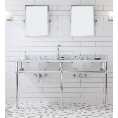 Copeland 33" Tall Marble Oval Console Bathroom Vanity with Faucet and Overflow