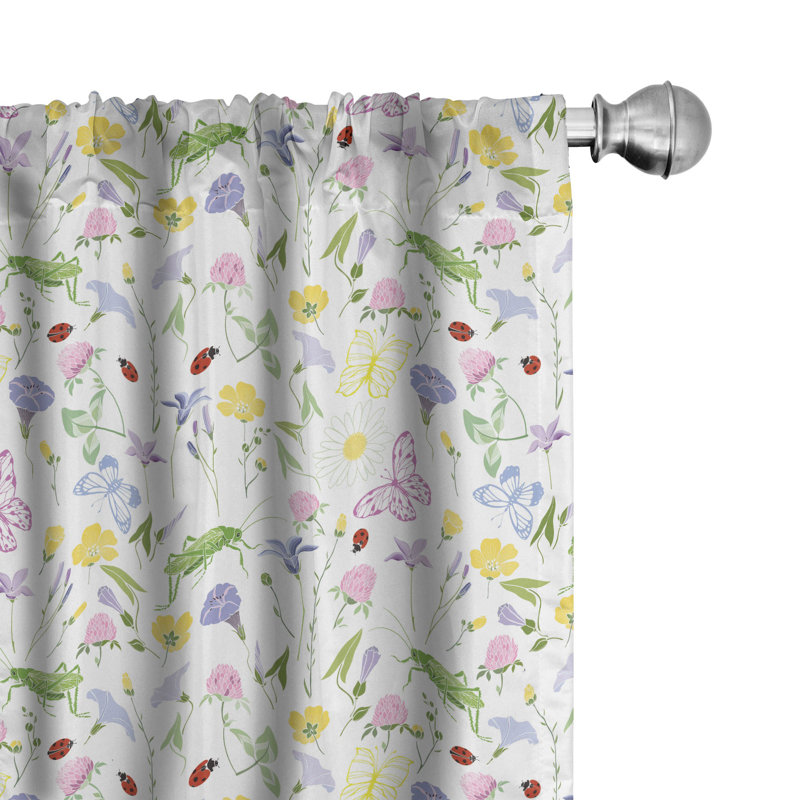 Paire de rideaux semi-transparents avec passe-tringle Ladybug, 28 po x 63 po