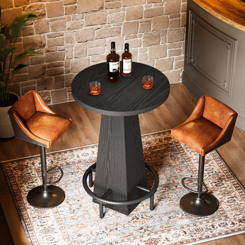 Table de bar 37,4 po avec repose-pieds (table seulement), Noir, noir, noir, noir