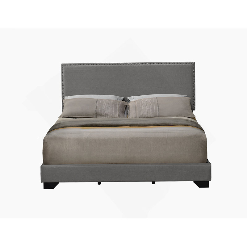 Grand lit en tissu gris clair Leandros, Gris clair