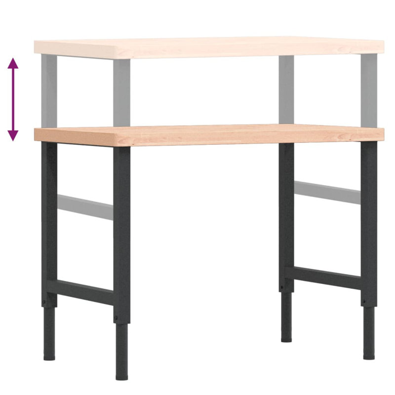 100cm W Solid Wood Top Height-Adjustable Workbench