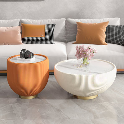 Table basse d'appoint moderne en cuir PU