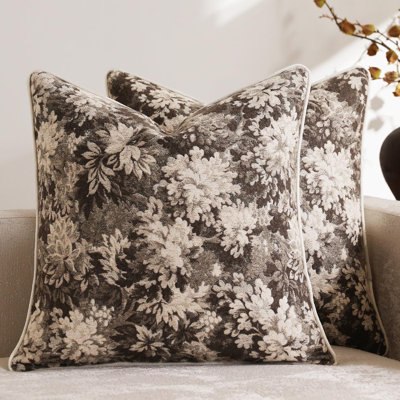 Housses de coussin décoratives vintage à motifs floraux. Housses de coussin douces en chenille, style ferme moderne et confortable (lot de 2).