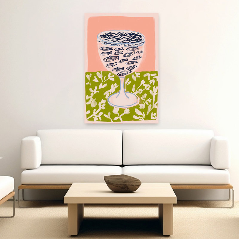 Playful Fish Bowl Playful Vibrant Whimsical Fish Nature Architecture Wall Art Print 1 Piece Wrapped Canvas Wall Art
