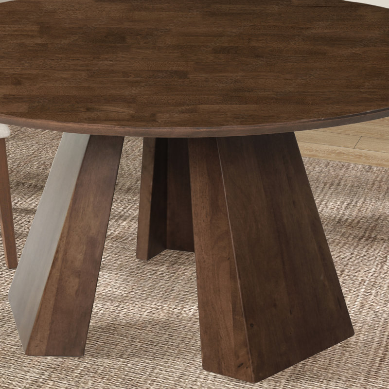 Lenore 53.1'' Walnut Solid Wood Round Pedestal Dining Table