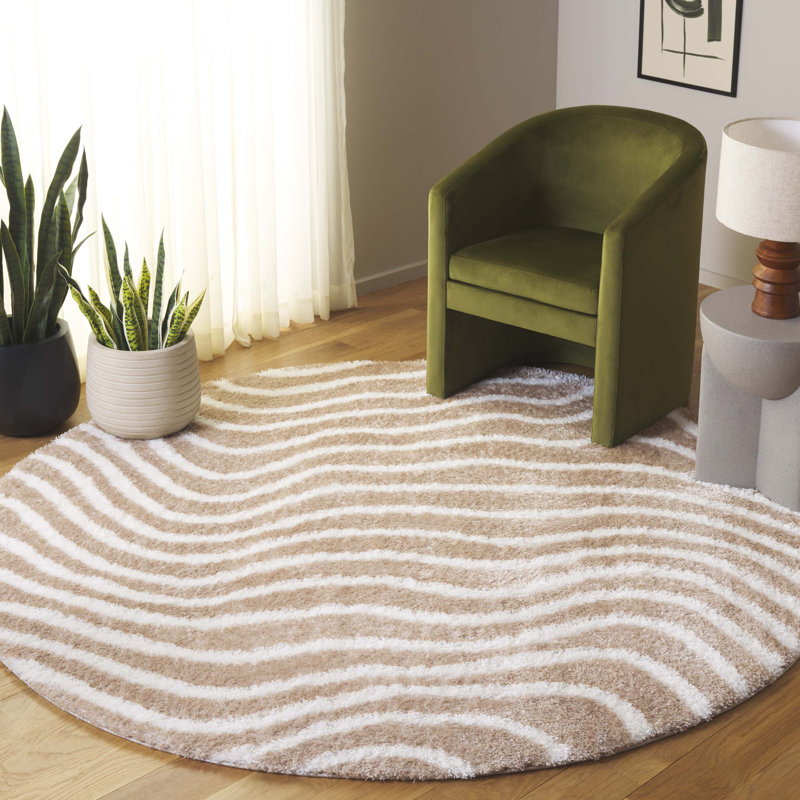Kadeejah Tahoe Shag Performance Abstract Rug, Round 6'7"