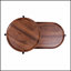Petite table d'appoint moderne à 2 niveaux en noyer brun avec tablette de rangement en bois pour le salon et la table de chevet-595430909-595430910