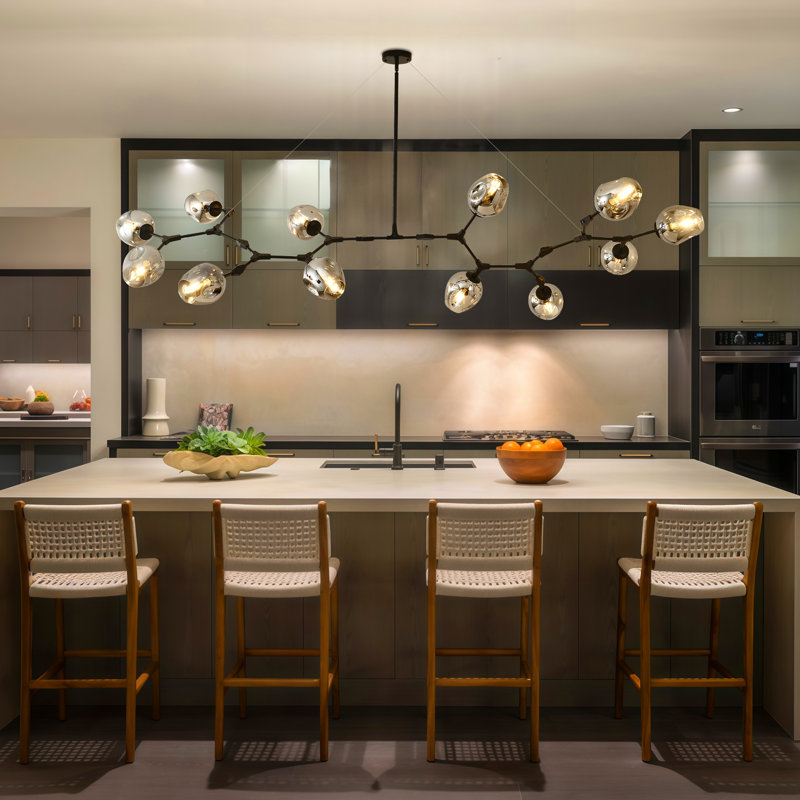 12 Lights Sputnik Chandelier For Dining Room Black Modern Pendant Light Fixture With Black Clear Glass Shade Large Mid Century Chandeliers For Kitchen Island Living Room Foyer