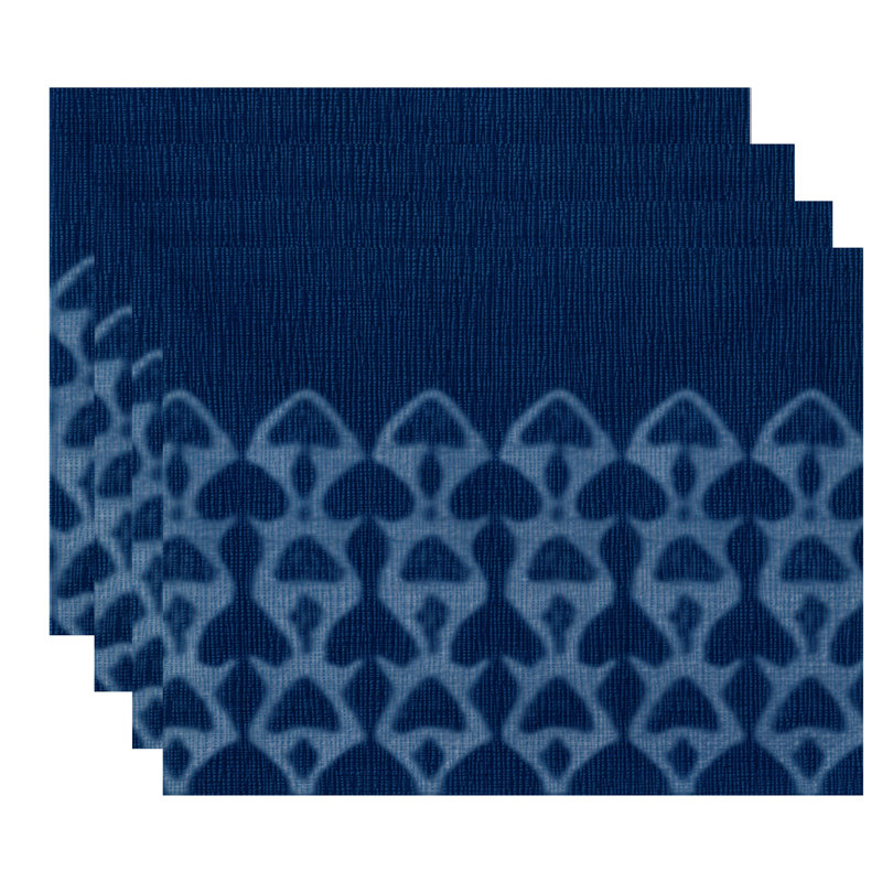 Ensemble de napperon 4 pièces Viet Watermark, Bleu marine