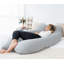 Oreiller pour la grossesse, oreiller complet en forme de U, coussin d'allaitement, de soutien et de maternité pour les femmes enceintes avec housse en velours amovible (gris)