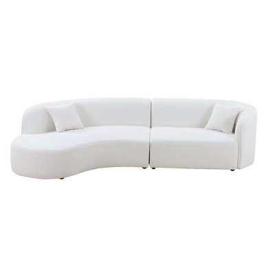 Luxury Modern Style Living Room Upholstery Curved Sofa with Chaise 2-Piece Set, Left Hand Facing Sectional, Boucle Couch
