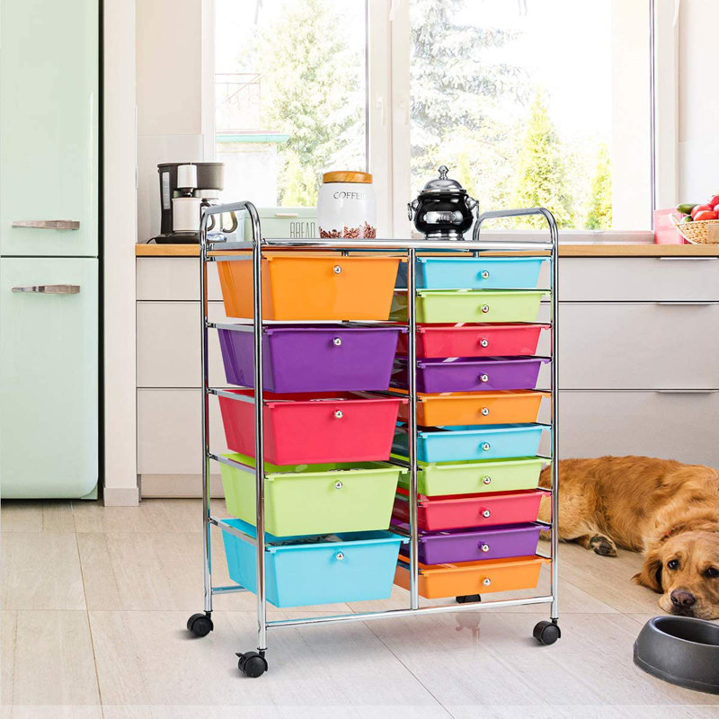Hallam 15 Drawer Storage Drawer, Chrome, Multi Colour
