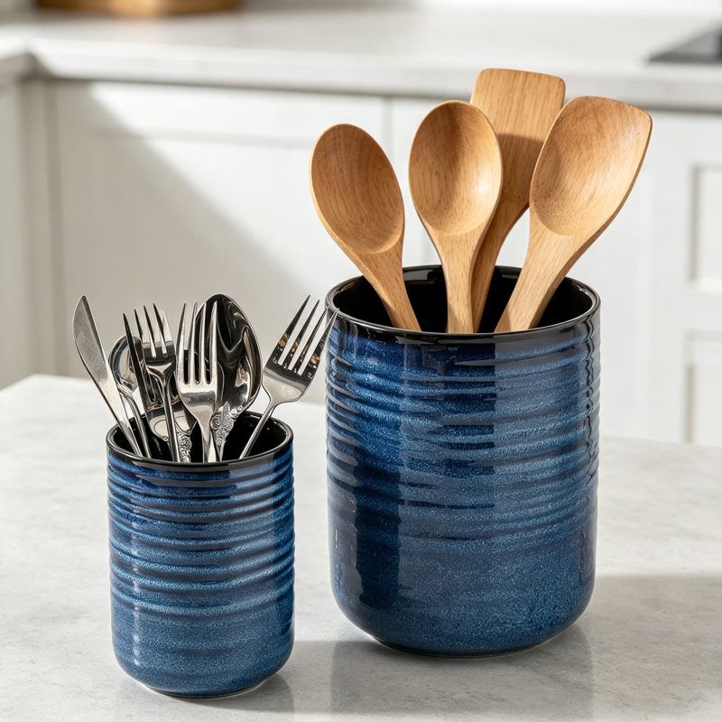 Ensemble de porte-ustensiles en céramique pour comptoir de cuisine Modern