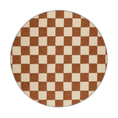 Checkered Brown Indoor and Outdoor Area Rug