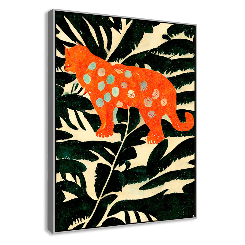 «Jungle» par Treechild, Toile avec cadre, L 37,5 po x H 49,5 po, Flottant argent