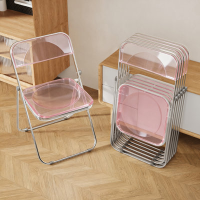 Ensemble de 6 chaises pliantes en acrylique rose, peu encombrantes, idéales pour la maison, le bureau, les fêtes et un usage quotidien.