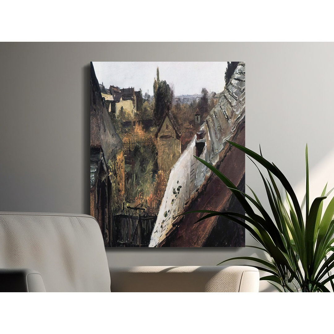 Rustic Village Canvas Wall Art, Gallery Wrapped Matte Print, Ready to Hang, Landscape Painting, Archival Quality, Modern Home Decor