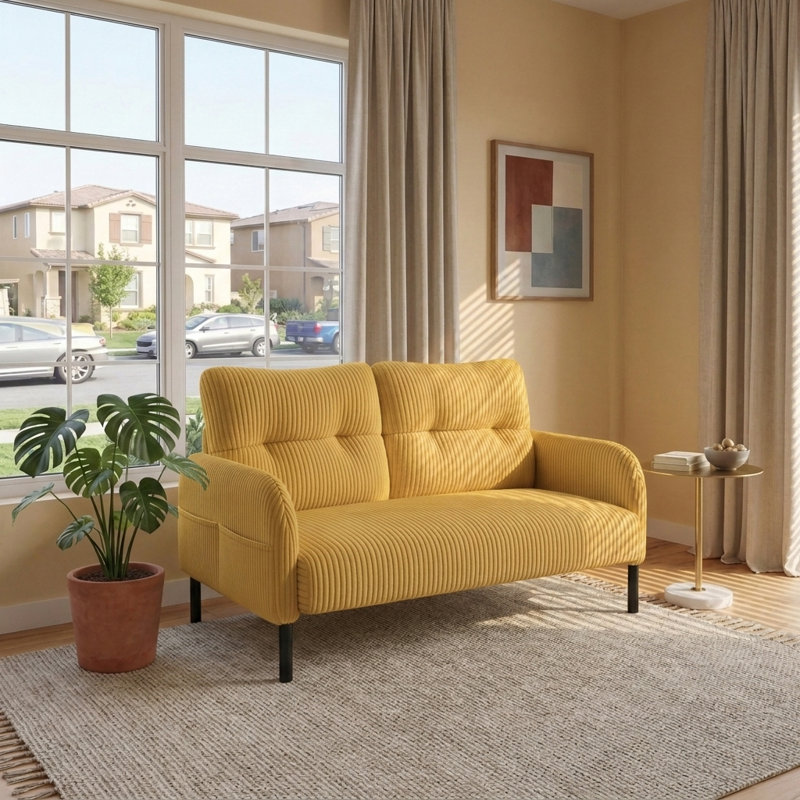 Canapé moderne et confortable avec poches de rangement latérales, canapé élégant pour le salon, la chambre et la salle de conférence