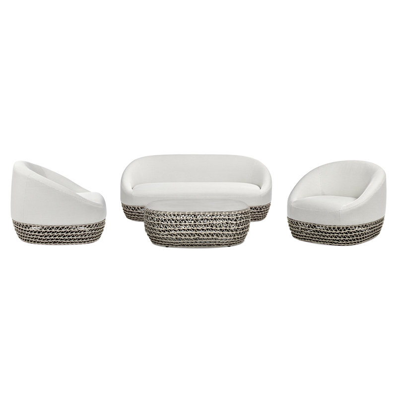 Ravae Wicker 4 - Person Patio Conversation Set