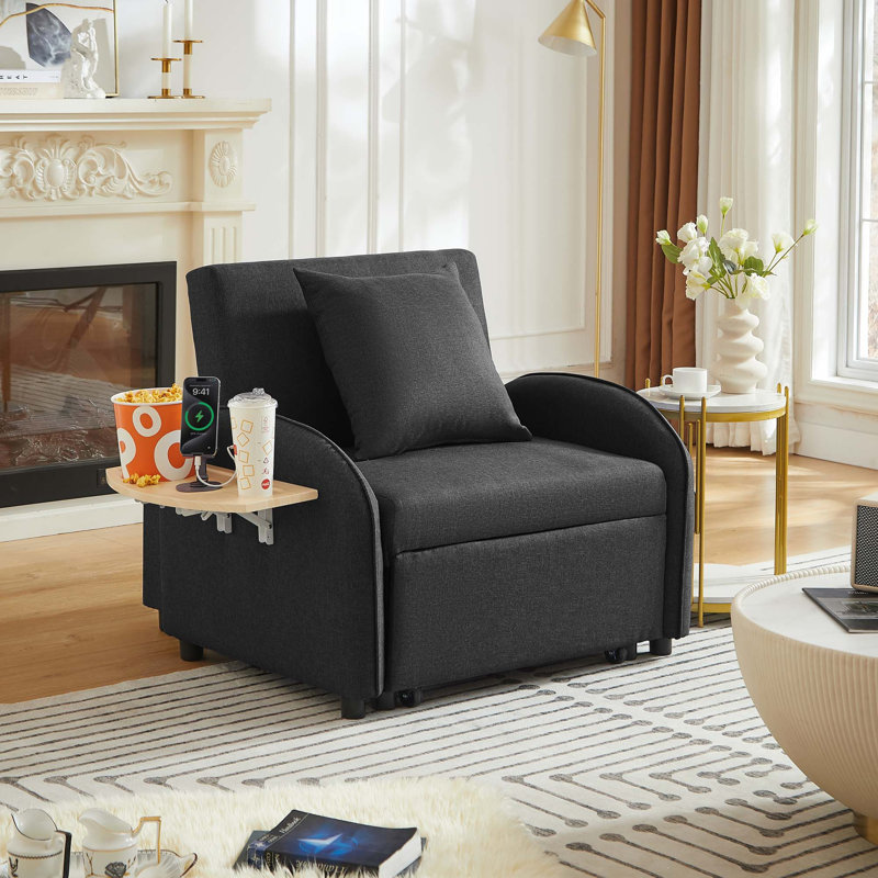 Space-Saving 3-in-1 Convertible Sofa Bed with USB-C & Foldable Table
