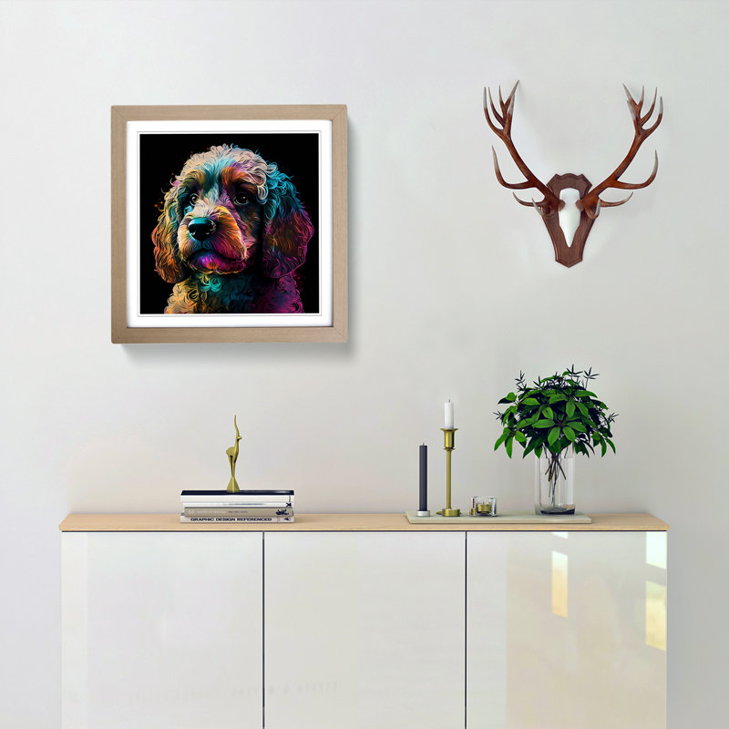 Cockapoo Graphic Art - Framed Print, Oak
