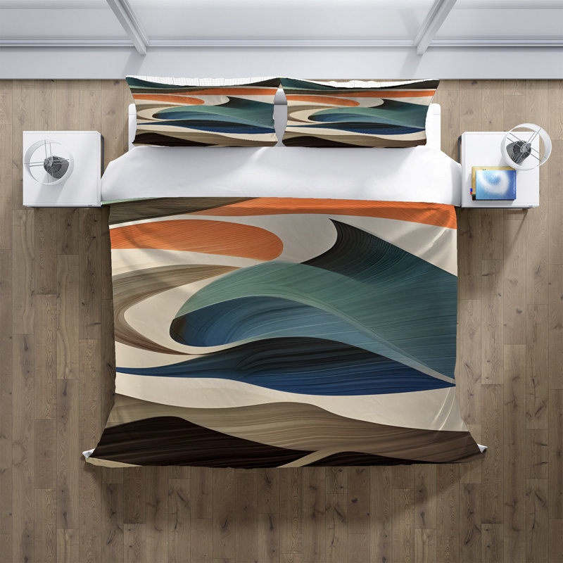 Polyester Abstract Duvet Cover, King Duvet Cover + 2 King Shams