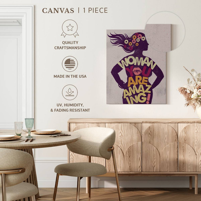 «Woman You Are Amazing» sur toile, H 25 po x l 20 po x P 1,25 po