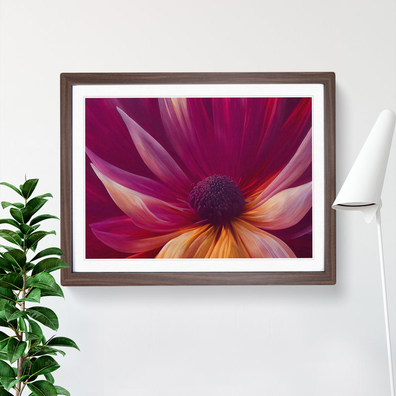 Popular Flower - Single Picture Frame Print, Walnut, 34cm H x 46cm W x 2cm D