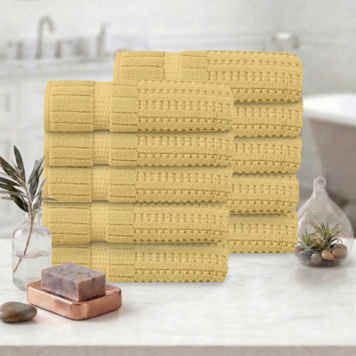 Ensemble de serviettes 10 pièces Willow - 100% coton peigné, 630 g / m², jaune, ultra doux et très absorbant (ensemble de serviettes de bain 10 pièces)
