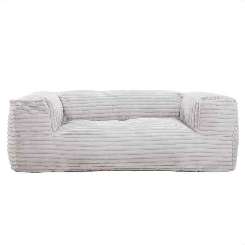Fauteuil à billes en mousse à mémoire de forme 71 pouces avec accoudoirs, beige
