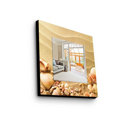 Élégant miroir décoratif avec cadre 100% bois de pin, 19,7 po x 19,7 po | Miroir en verre véritable (épaisseur: 0,2 pouce) | Peinture sur tissu élégante | Parfait pour la décoration intérieure et le vestibule, design durable et chic