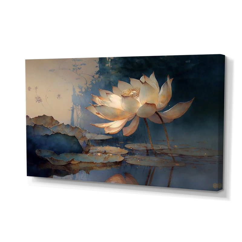 Lotus blanc blanc à l'aube - décoration murale Lotus