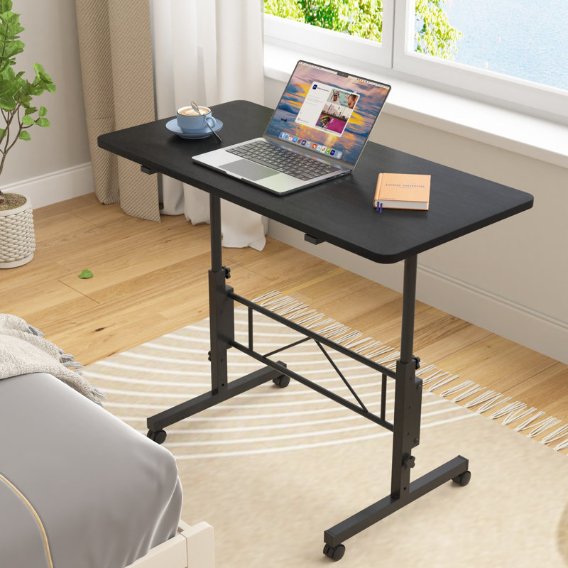 Small Standing Desk Adjustable Height, Mobile Stand Up Desks With Wheels, Portable Rolling Laptop Desks, C Side Table W/Wheels