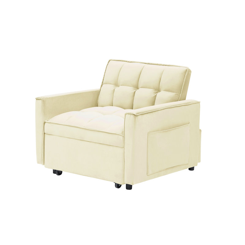 Fauteuil inclinable convertible 3 en 1 à dossier réglable, Crème / Blanc