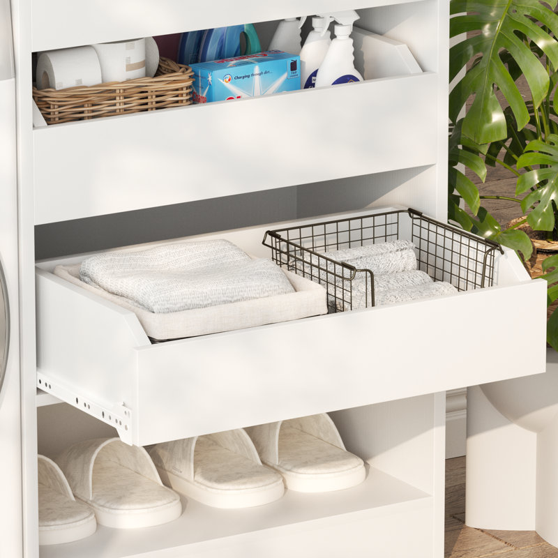 Système d'organisation de 49 à 156 po avec tablettes à chaussures et tiroirs réglables, Blanc