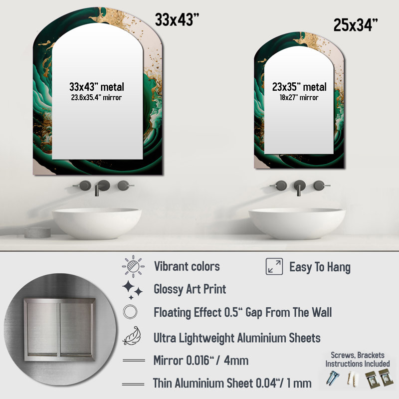 Miroir mural Emerald, 43 po x 33 po