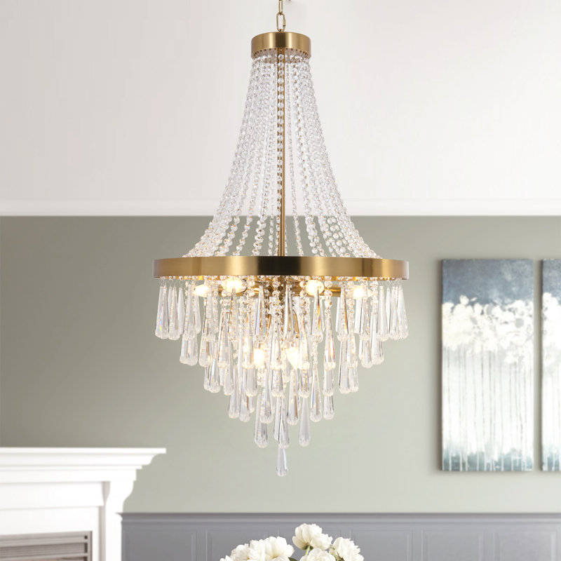 Modern 9 - Light Empire Luxury Crystal Chandelier Dimmable, Gold