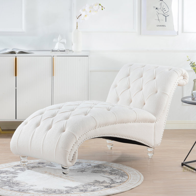 Chaise longue sans accoudoirs touffetée, Clair