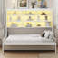 Grand lit escamotable avec canapé pliant, tablettes de rangement intégrées et lumière DEL-129387576