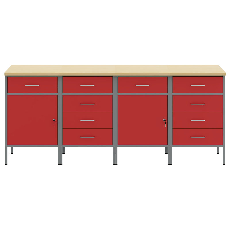 Work Cabinet with Drawer, Red