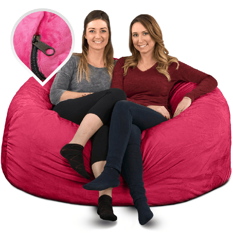  | Housse de remplacement pour fauteuil à billes de 5 pi seulement | Lavable amovible | Housse seulement, Pink Fur
