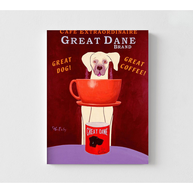 «Great Dane Brand» par Ken Bailey, impression d'affiche de marque de café, idée de décoration murale Pet Cafe, reproduction d'affiche de cafétéria