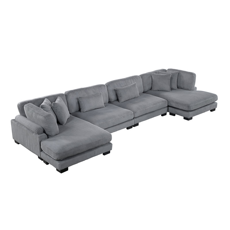 Canapé modulaire en U 4 pièces Olsen, Grey Corduroy