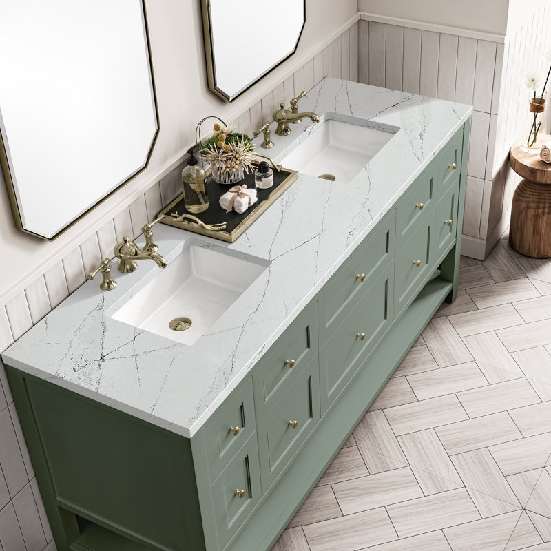 Breckenridge 72'' W Double Vanity, Ethereal Noctis, Smokey Celadon, 8" Widespread