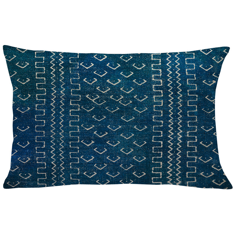Geometric Linen Throw Pillow, Blue