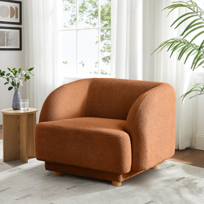 Fauteuil demi-tonneau l 37,75 po Luare, Chenille orange