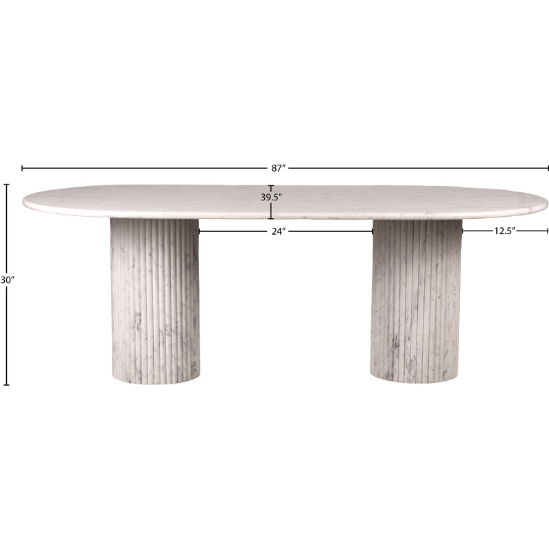 Table de salle à manger Messina, Marbre blanc