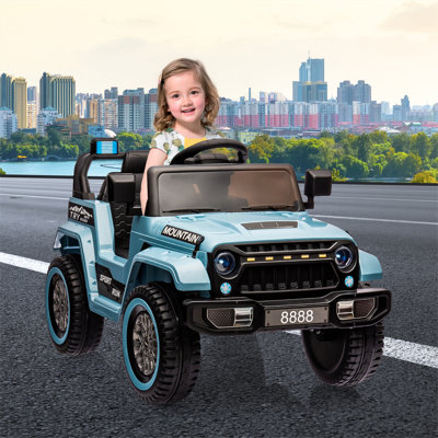 Voiture électrique pour enfants avec batterie 12 V 4,5 Ah, véhicule tout-terrain 4 roues, motif animal, pour garçons et filles de 3 à 6 ans, pour s'amuser à l'extérieur, bleu