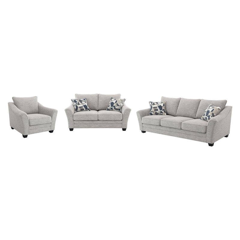 3-piece Boucle Upholstered Sofa Set Light Grey