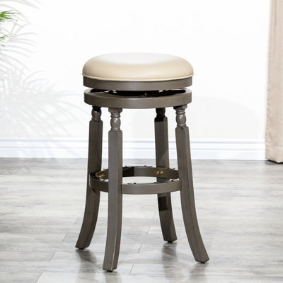 Tabouret de bar 30 po en cuir gris vieilli et gris français
